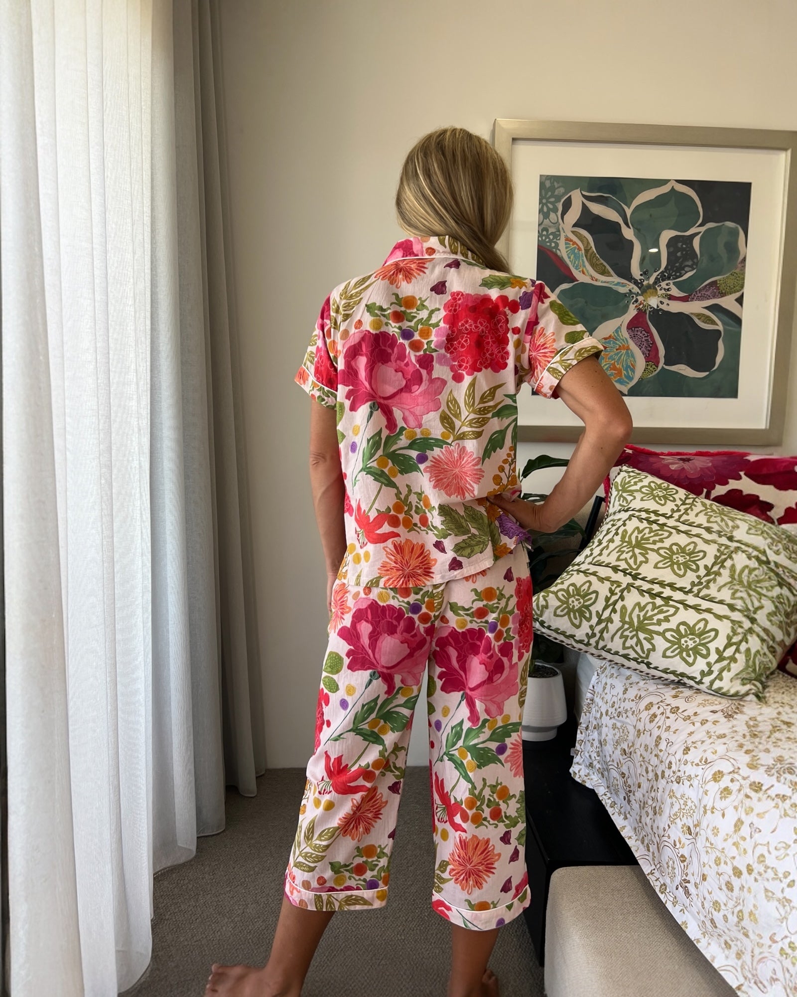 Isabella French Garden Pure Cotton 3/4 Length PJs