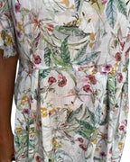 Lucinda pure cotton flowing dress with butterfly sleeves in petite garden