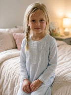 Margot Girls Brushed cotton Long Sleeve Nightie in soft Blue