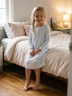 Margot Girls Brushed cotton Long Sleeve Nightie in soft Blue