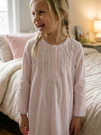 Margot Girls Brushed cotton Long Sleeve Nightie in soft pink