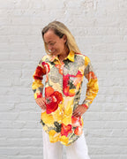 Stevie long sleeve pure cotton shirt in citrus tree print