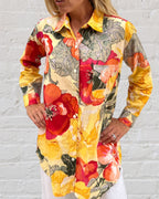 Stevie long sleeve pure cotton shirt in citrus tree print