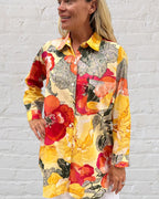 Stevie long sleeve pure cotton shirt in citrus tree print