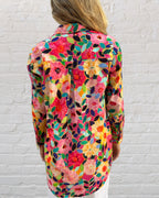 Stevie long sleeve pure cotton shirt in flower salad print