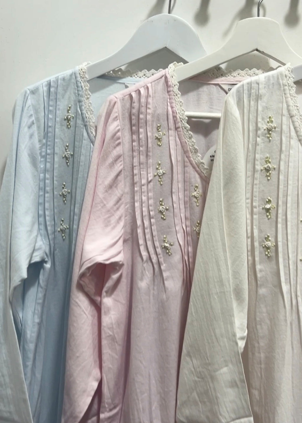 Beatrice Brushed Cotton Long Sleeve soft pink Nightgown