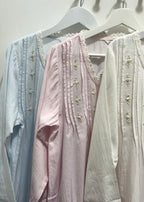 Beatrice Brushed Cotton Long Sleeve soft pink Nightgown