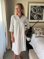 Isobel Brushed Cotton Winceyette V Neck Baby Blue Nightgown