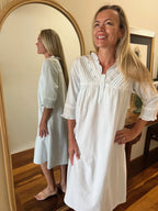 Isobel Brushed Cotton Winceyette V Neck Baby Blue Nightgown