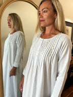 Daisy Brushed Cotton Winceyette Long Sleeve Baby Blue Nightgown