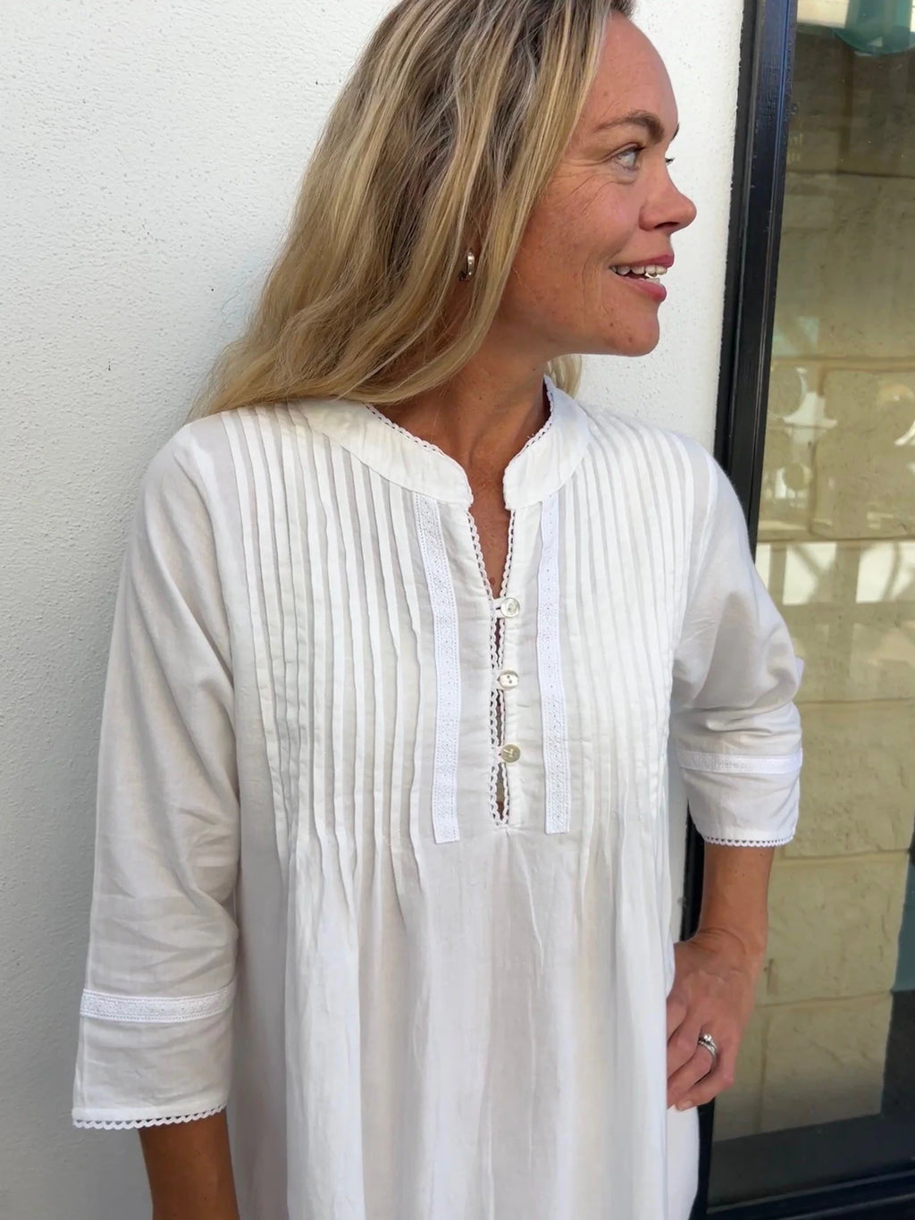 Josephine Brushed Cotton Winceyette Lace White Nightgown