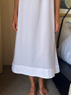 Daisy White Pure Cotton Sleeveless Nightie With Hand Embroidered Roses