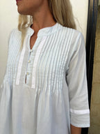 Josephine Brushed Cotton Winceyette Lace Soft Blue Nightgown