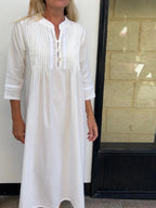 Josephine Brushed Cotton Winceyette Lace White Nightgown