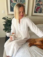 Josephine Brushed Cotton Winceyette Lace White Nightgown