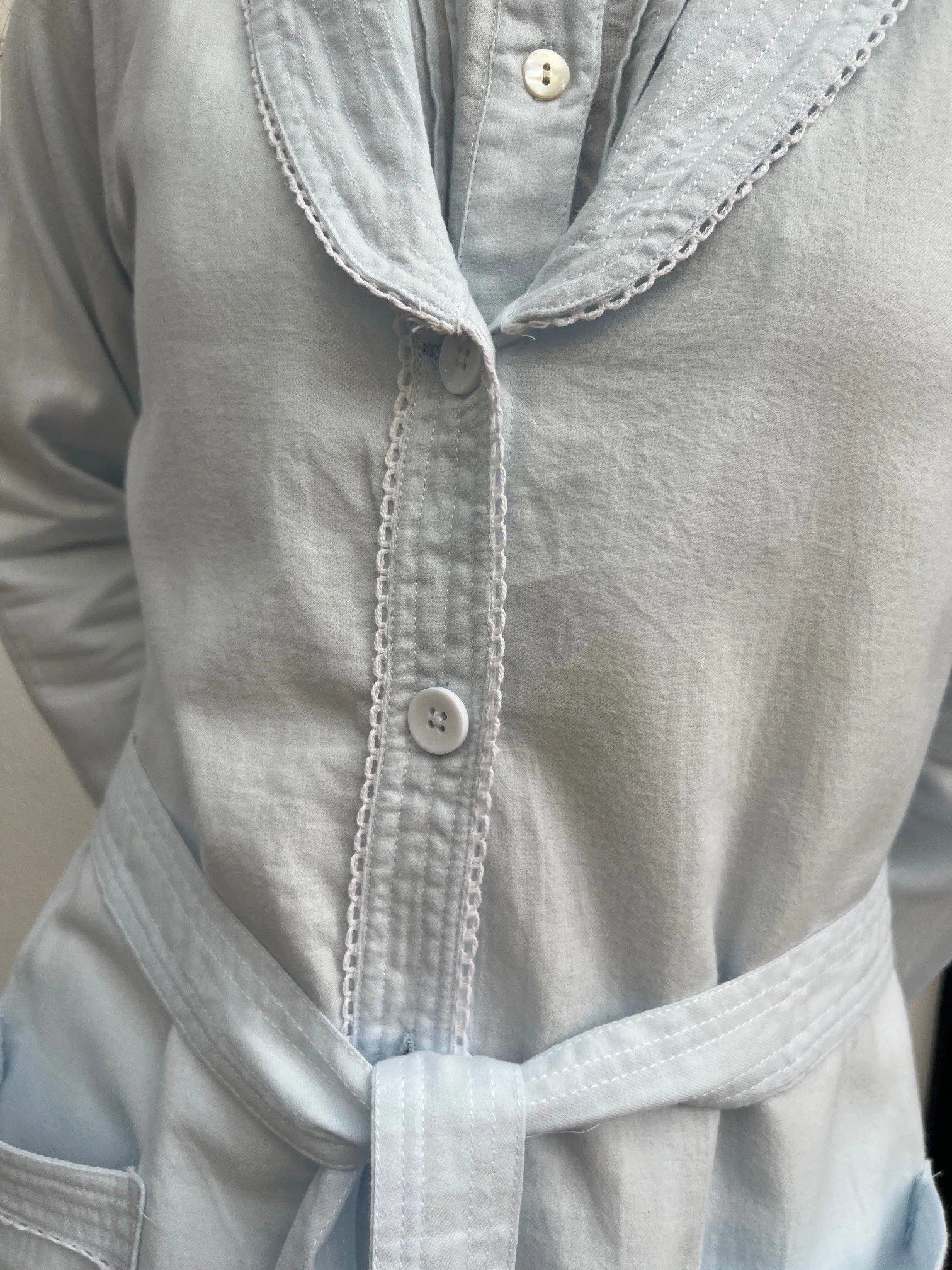 Sophie Wincey Brushed Cotton Soft Blue Brunchcoat