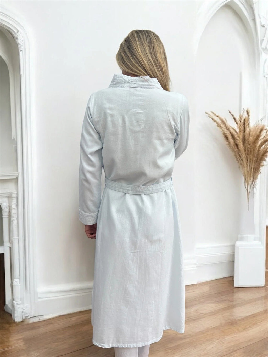 Sophie Wincey Brushed Cotton Soft Blue Brunchcoat