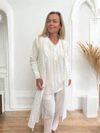 Sophie Wincey Brushed Cotton White Brunchcoat
