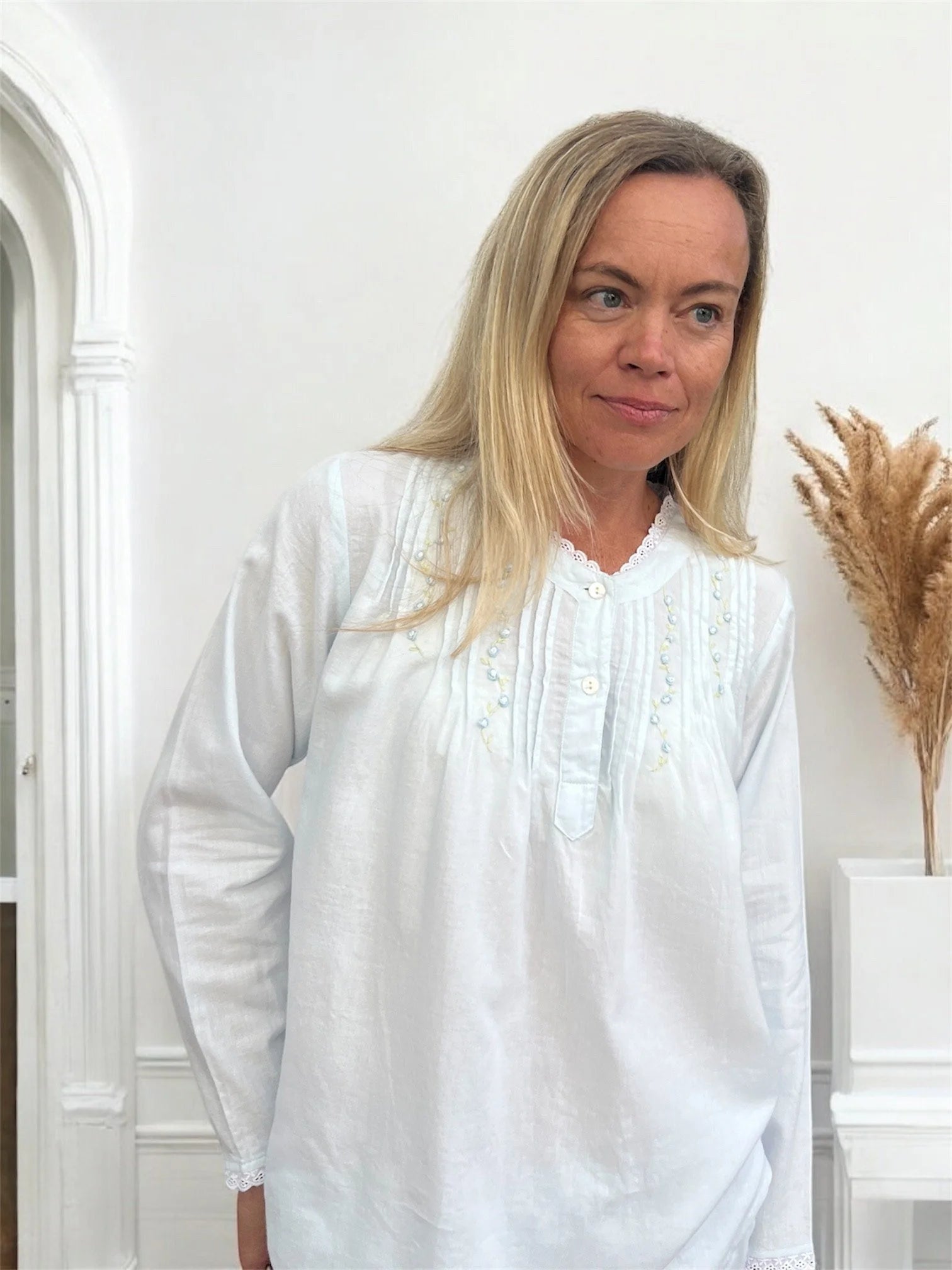 Anastasia Wincey Brushed Cotton Long Sleeve Soft Blue PJ Set