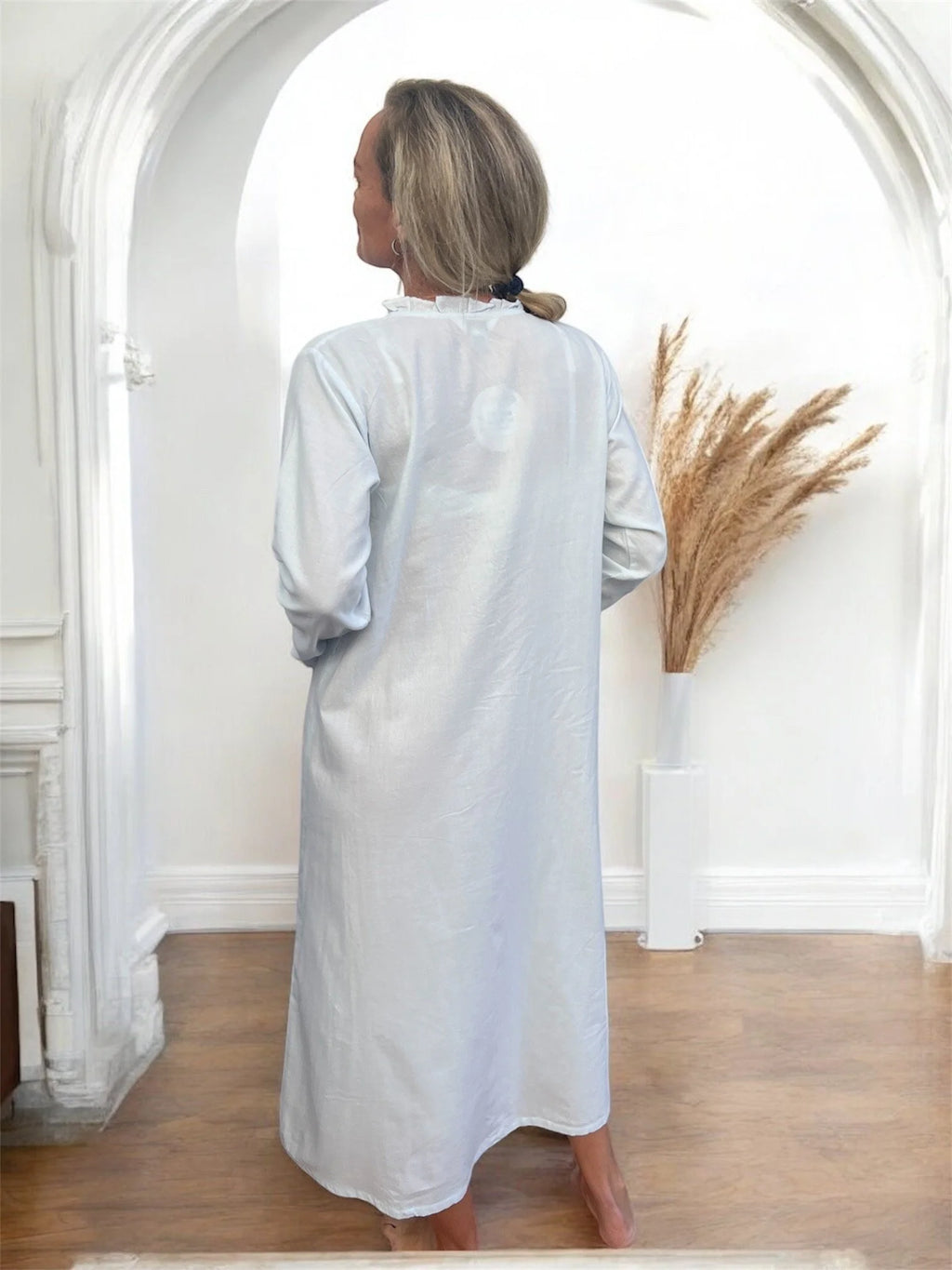 Jasmine Wincey Brushed Cotton Soft Blue Brunchcoat/Gown