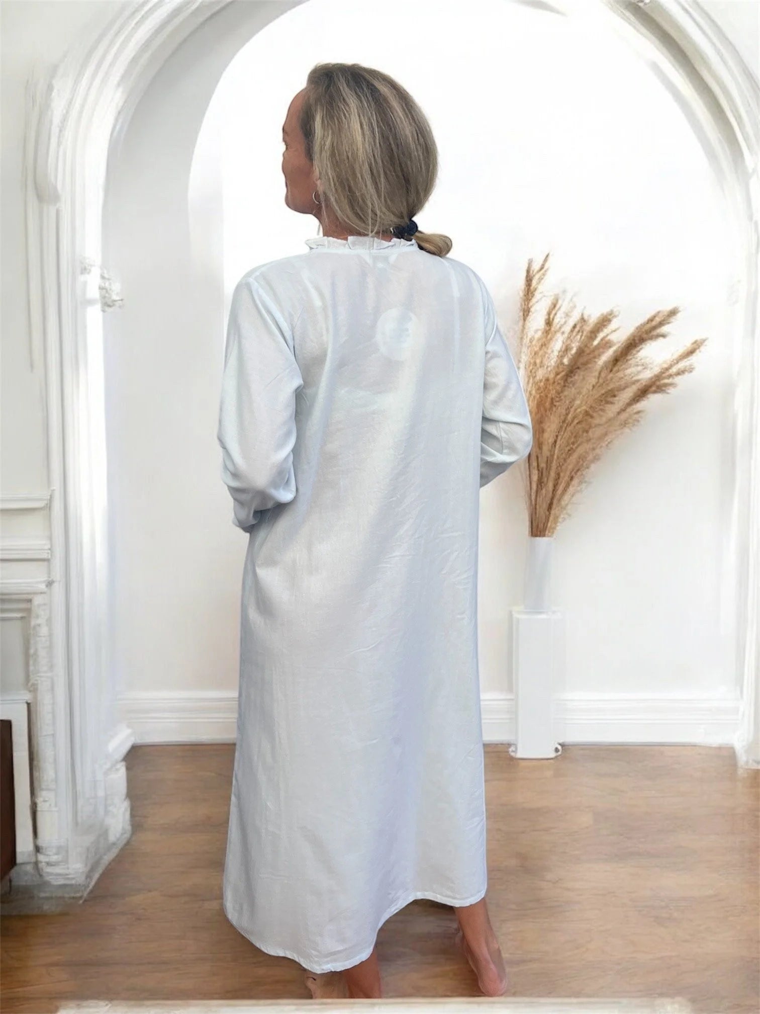 Jasmine Wincey Brushed Cotton Soft Blue Brunchcoat/Gown
