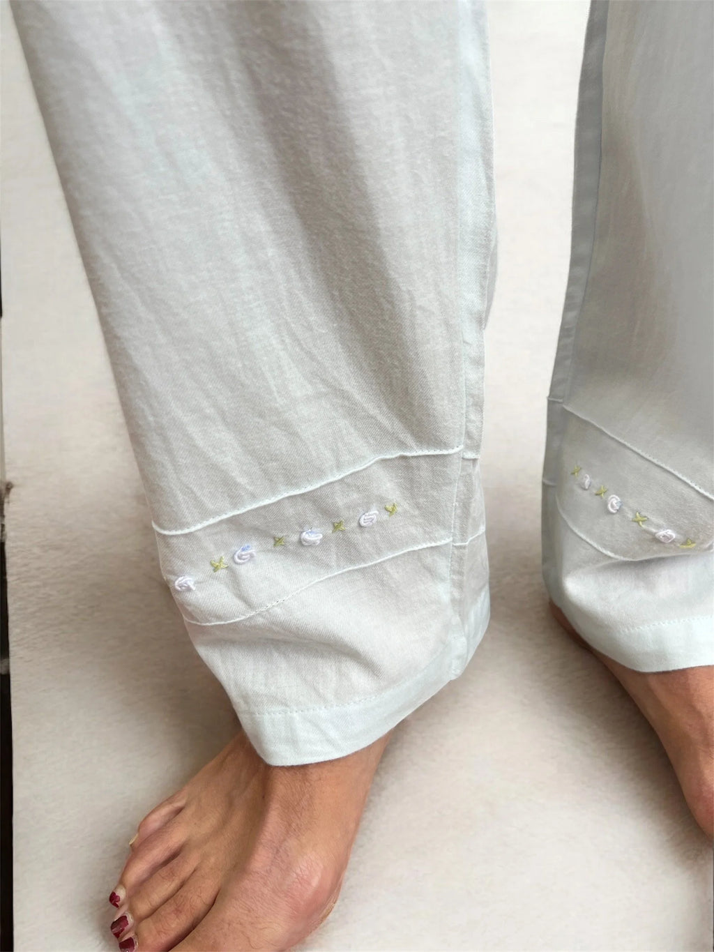 Olivia Wincey Brushed Cotton Long Sleeve Soft Blue PJ Set