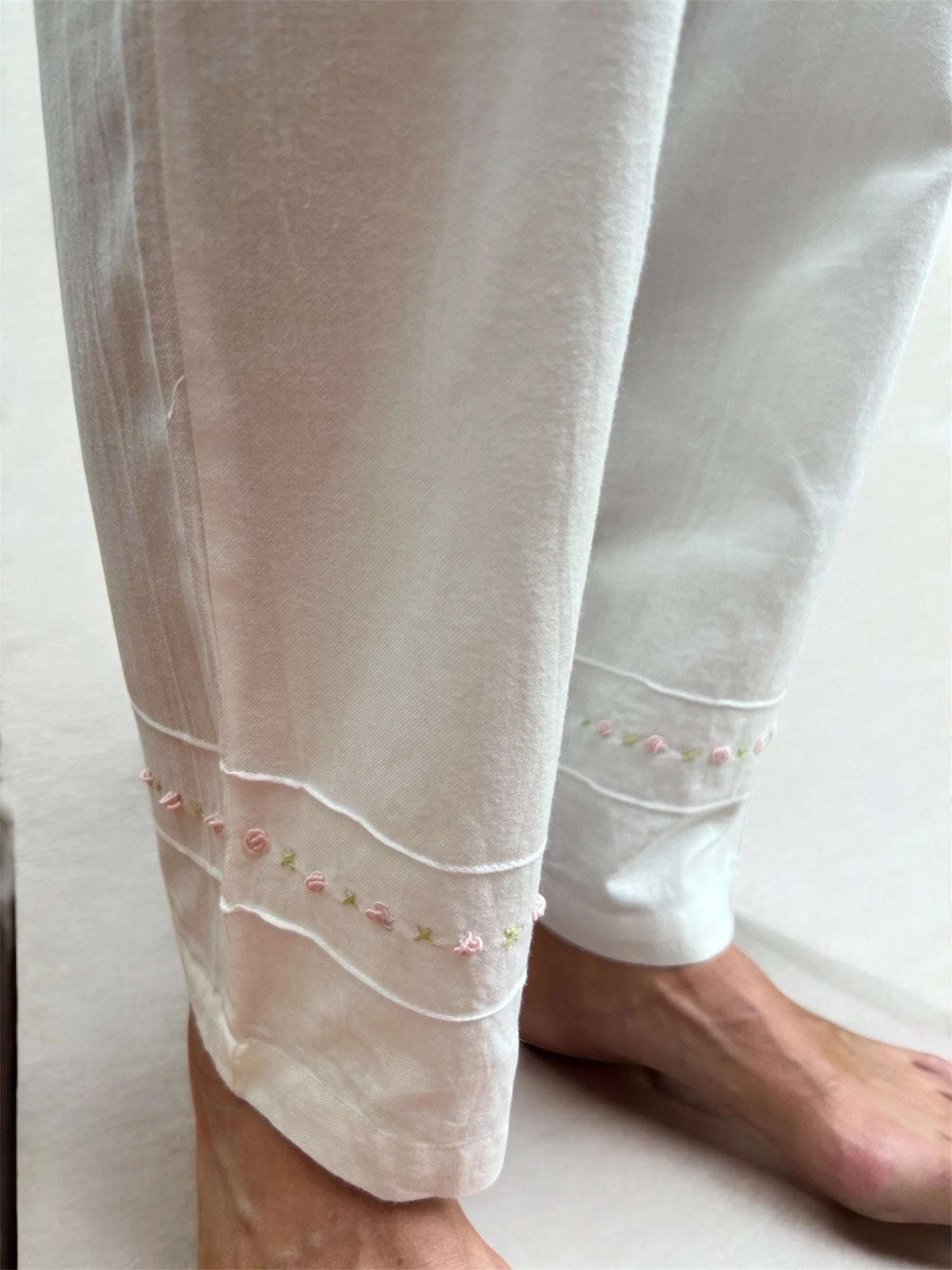 Olivia Wincey Brushed Cotton Long Sleeve Soft White PJ Set