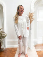 Olivia Wincey Brushed Cotton Long Sleeve Soft White PJ Set