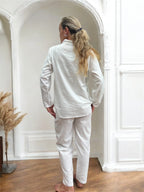 Olivia Wincey Brushed Cotton Long Sleeve Soft White PJ Set